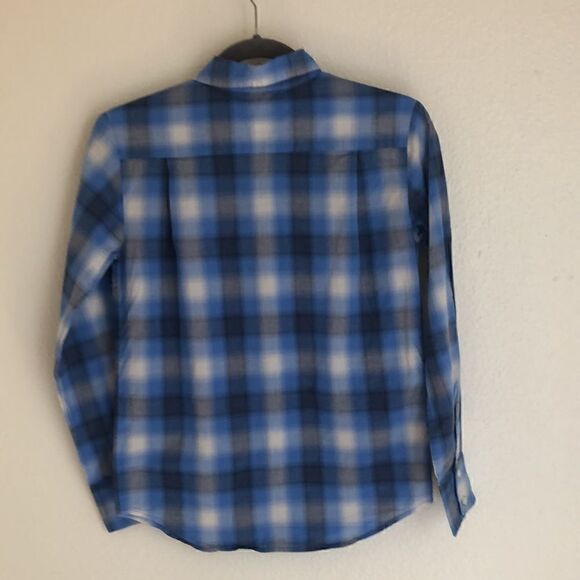 Vince Blue Check Button Down Top - M - Picture 4 of 8